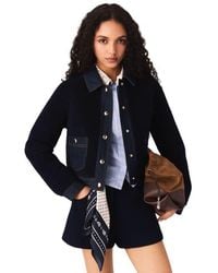 Maje - Bouclé And Denim-Detail Jacket - Lyst