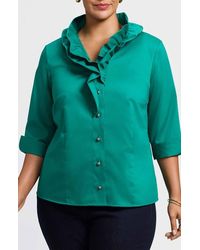 Foxcroft - Edith Ruffle Button-Up Shirt - Lyst