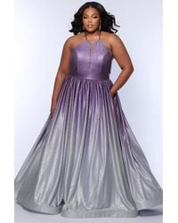 Sydney's Closet - Halter Neck A-Line Plus Size Formal Gown - Lyst
