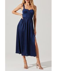 Astr - Pleated Bustier Midi Dress - Lyst
