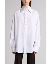 McQueen - Skull Embroidered Cotton Poplin Button-Up Shirt - Lyst
