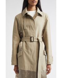 Ferragamo - Satin Inset Belted Duster Coat - Lyst