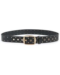 AllSaints - Pyramid Stud & Eyelet Leather Belt - Lyst