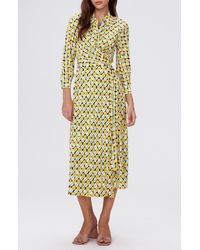 Diane von Furstenberg - Geo Print Long Sleeve Midi Wrap Dress - Lyst