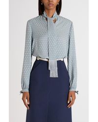 Valentino Garavani - Cour De Couer Crêpe De Chine Top - Lyst