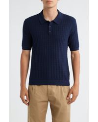 Wax London - Naples Diamond Stitch Cotton & Cashmere Polo Sweater - Lyst