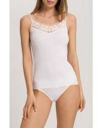 Hanro - Kalea Embroidered Trim Cotton Camisole - Lyst