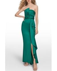Donna Karan - Asymmetric Strapless Satin Gown - Lyst