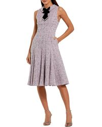 Mac Duggal - Sleeveless Boucle A-Line Midi Dress With Bow - Lyst