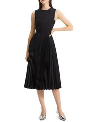 Theory - Pleat Skirt Midi Dress - Lyst