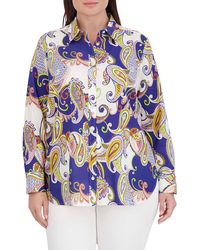 Foxcroft - Meghan Paisley Print Linen Blend Button-up Shirt - Lyst