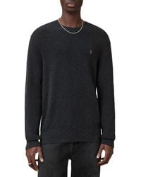 AllSaints - Oversize Cotton & Wool Waffle Crewneck Sweater - Lyst