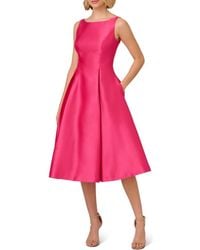 Adrianna Papell - Sleeveless Mikado Fit & Flare Midi Dress - Lyst