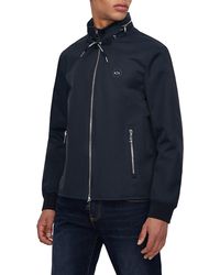 Armani Exchange - Classic Yacht Cotton Blend Jacket With Hidden Hood - Lyst