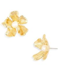 Kenneth Jay Lane - Pearl Flower Stud Earrings - Lyst