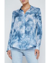 L'Agence - Nina Floral Print Silk Button-Up Shirt - Lyst