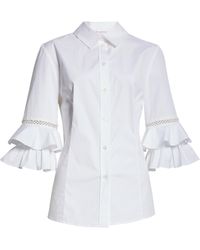 Carolina Herrera - Flounce Ruffle Poplin Button-up Shirt - Lyst