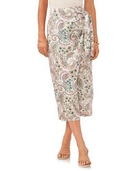 Vince Camuto - Paisley Wrap Front Midi Skirt - Lyst