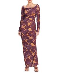 STAUD - Solana Floral Print Long Sleeve Maxi Dress - Lyst