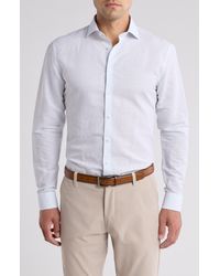 Nordstrom - Trim Fit Pinstripe Linen & Cotton Dress Shirt - Lyst