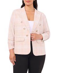 Halogen® - Halogen(r) Ruched Sleeve Double Breasted Blazer - Lyst
