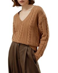 LILYSILK - Cable-Knit Wool-Cashmere Blend Sweater - Lyst