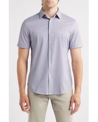 Bugatchi - Miles Ooohcotton Geo Print Short Sleeve Button-Up Shirt - Lyst