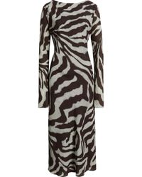 Mango - Alegra Animal Stripe Long Sleeve Midi Dress - Lyst