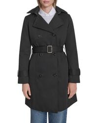 Cole Haan - Water Resistant Twill Hooded Trench Coat - Lyst