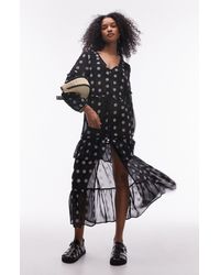 TOPSHOP - Floral Long Sleeve Cover-up Dress - Lyst