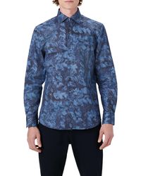 Bugatchi - Shaped Fit Abstract Print Stretch Cotton Button-up Shirt - Lyst