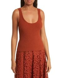 Vince - Rib Tie Back Cotton Blend Tank Top - Lyst