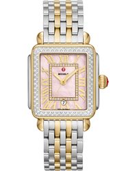 Michele - Deco Madison Diamond Two-tone Bracelet Watch - Lyst