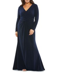 Mac Duggal - Ruched Long Sleeve Jersey Trumpet Gown - Lyst