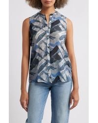 Apny - Print Chiffon Button-Up Sleeveless Top - Lyst