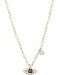 Meira T - Evil Eye Diamond & Sapphire Pendant Necklace - Lyst