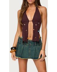 Edikted - Beaded Distressed Split Front Halter Top - Lyst