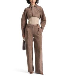 Manière De Voir - Elya Suede Super Cropped Jacket - Lyst