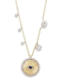 Meira T - Diamond & Sapphire Evil Eye Pendant Necklace - Lyst
