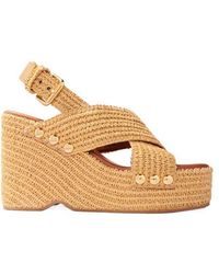 Maje - Wedge Sandals With Raffia Effect - Lyst