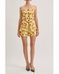 Maude Club - Savannah Print Strapless Button Front Top - Lyst