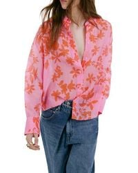 Mango - Relaxed Fit Crinkle Button-Up Shirt - Lyst