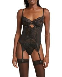 Coquette - Lace Underwire Bustier, Garter & Thong Set - Lyst