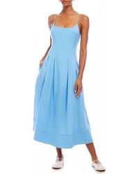 Fifteen Twenty - Jessa Pleated Linen Blend Midi Sundress - Lyst