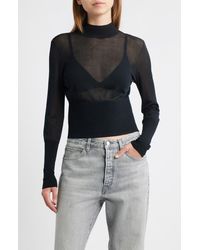 FRAME - The Sleek Mock Neck Crop Sweater - Lyst