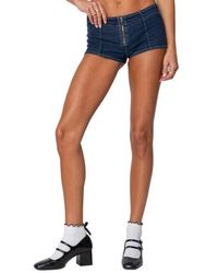 Edikted - Zipped Up Denim Microshorts - Lyst