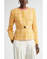 St. John - Italian Slubbed Tweed Knit Belted Jacket - Lyst