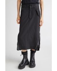 Sacai - Suiting Mixed Media Midi Skirt - Lyst