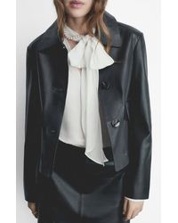Mango - Tie Neck Chiffon Top - Lyst