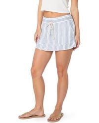 Roxy - Oceanside Stripe Linen Blend Miniskirt - Lyst